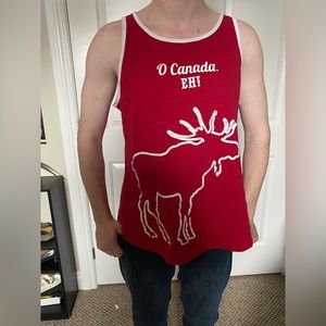 Red and white Canadian top with adorable moose print